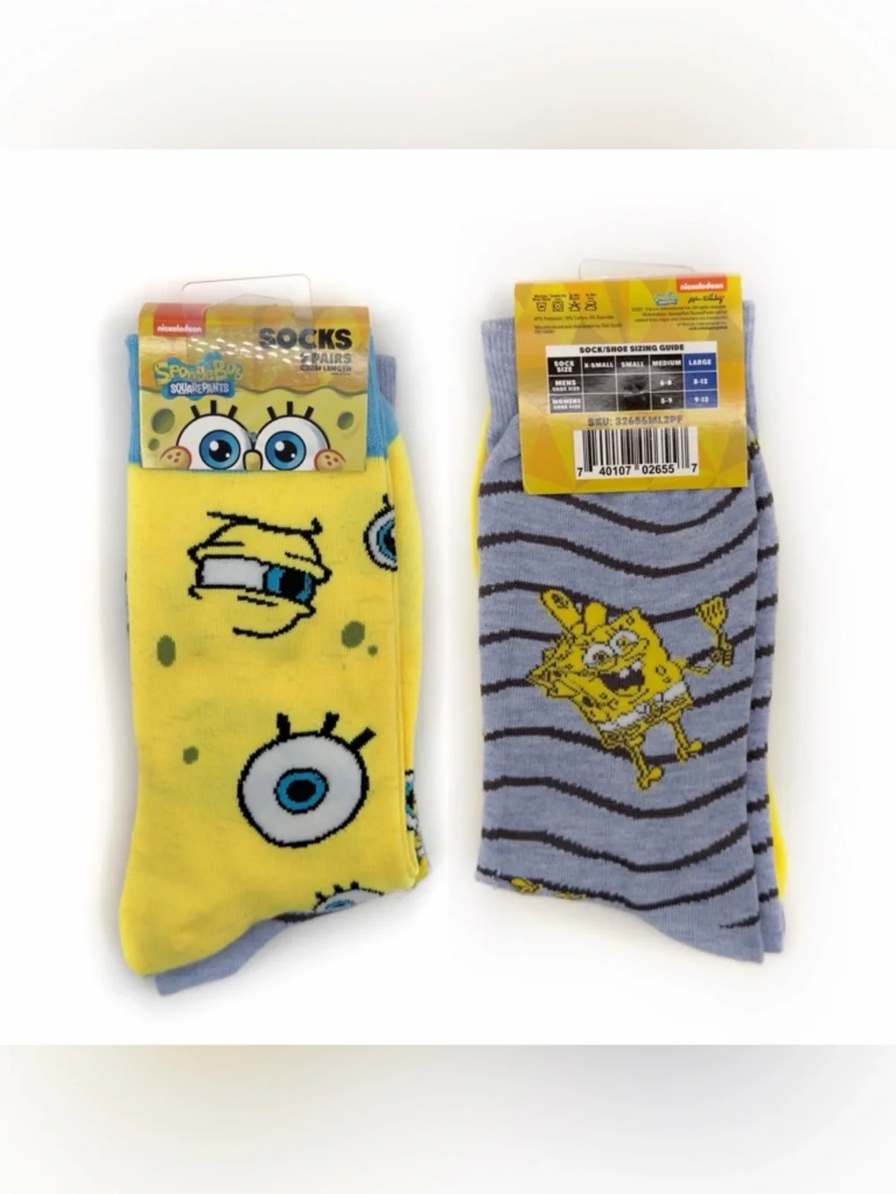 SpongeBob Krusty Krab Crew Socks Mens Womens Nickelodeon Y2K 2 Pack
